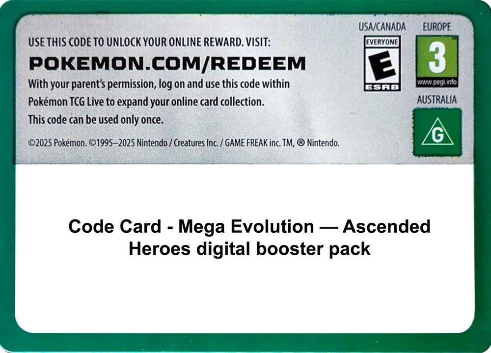 Code Card - Ascended Heroes Booster Pack sealed Pokémon TCG product
