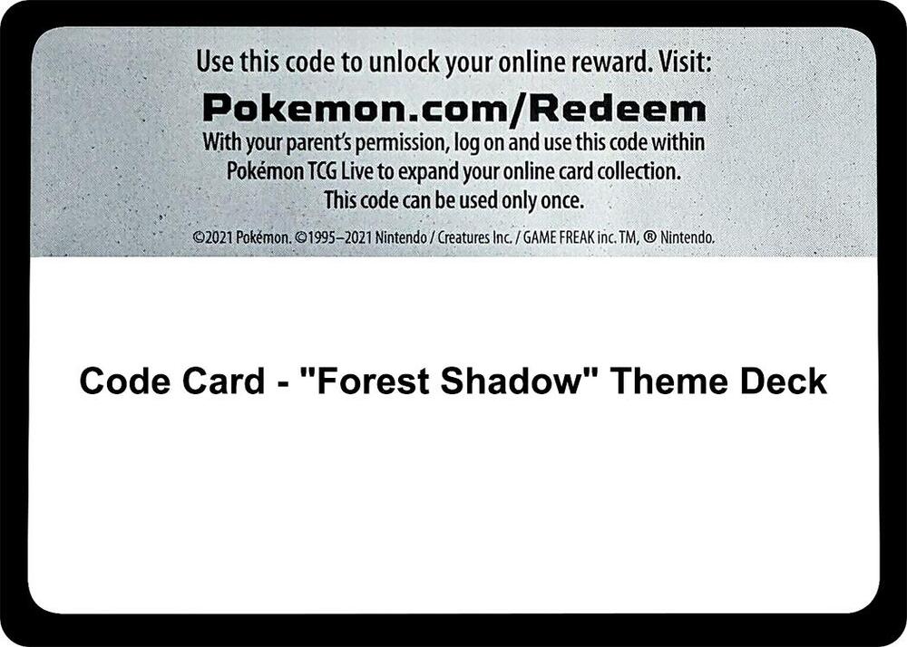 Code Card - "Forest Shadow" Theme Deck sealed Pokémon TCG product