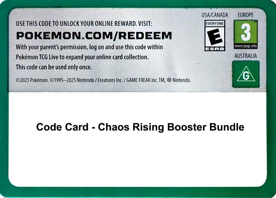 Code Card - Chaos Rising Booster Bundle sealed Pokémon TCG product