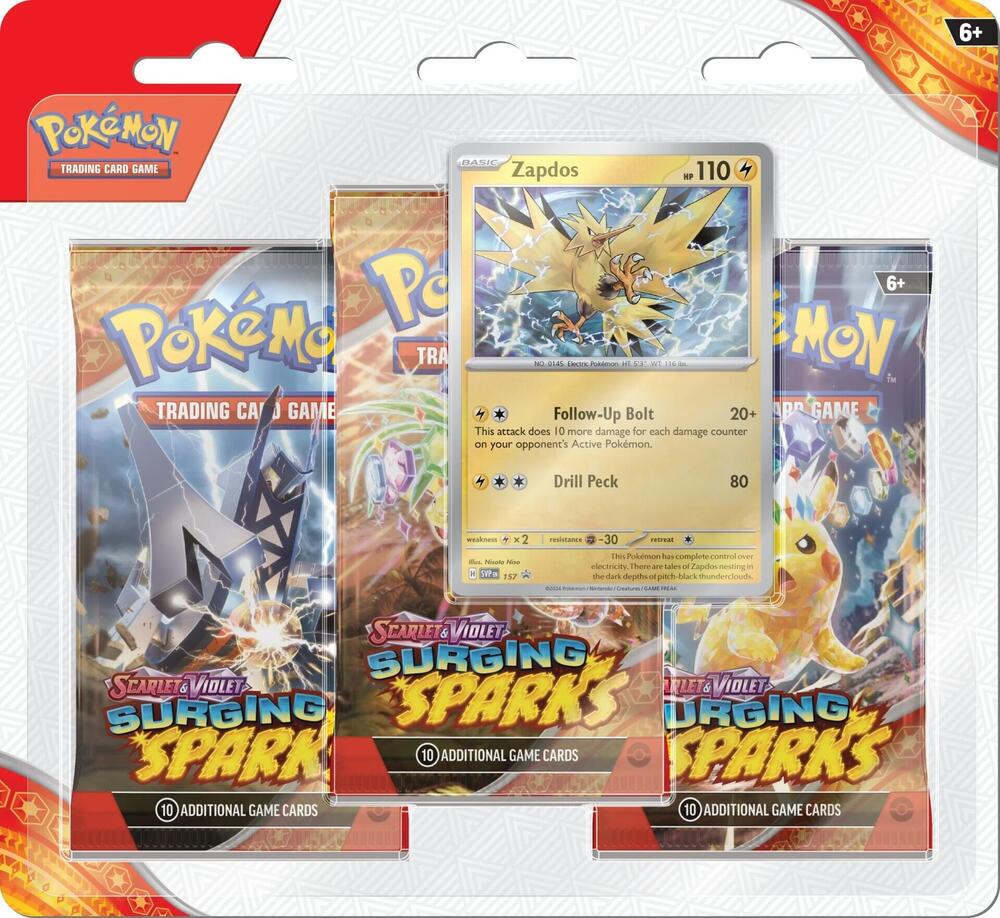Surging Sparks 3 Pack Blisters Case sealed Pokémon TCG product