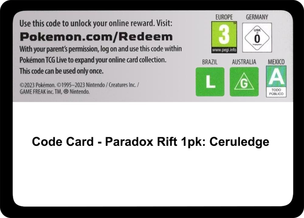 Code Card - Paradox Rift 1pk: Ceruledge sealed Pokémon TCG product